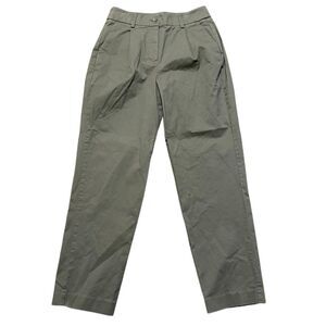 Express pleated cotton chino straight leg pants in an olive green size 4